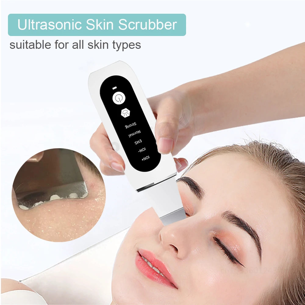 Ultrasonic Skin Scrubber with Microcurrent & LED Therapy – Deep Pore Cleansing, Blackhead Removal, Skin Rejuvenation, Negative Ion Technology